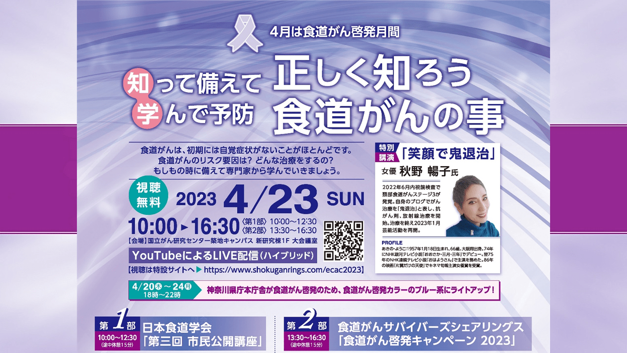 2023年4月23日(日)開催 知って備えて、学んで予防。正しく知ろう食道がんの事