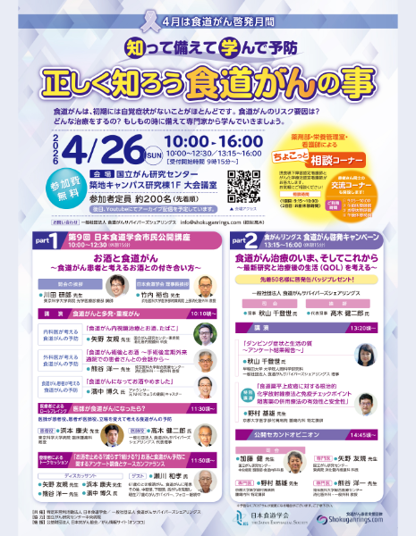 日本食道学会 第9回市民公開講座のポスター